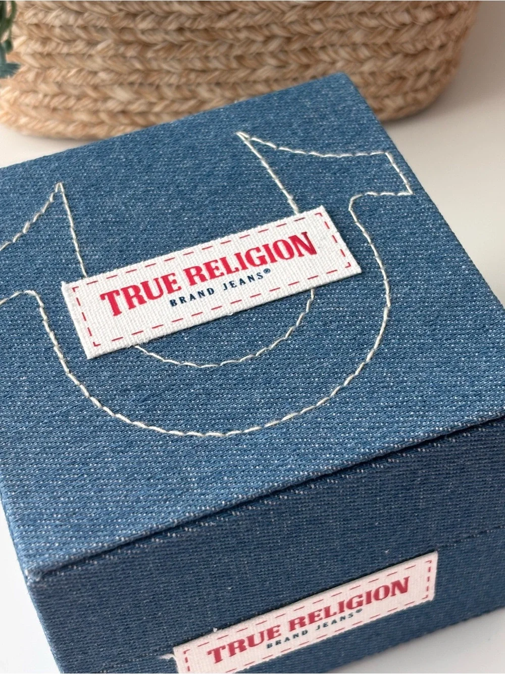 True Religion Men’s Silver Watch with Red and Blue Dial Accents